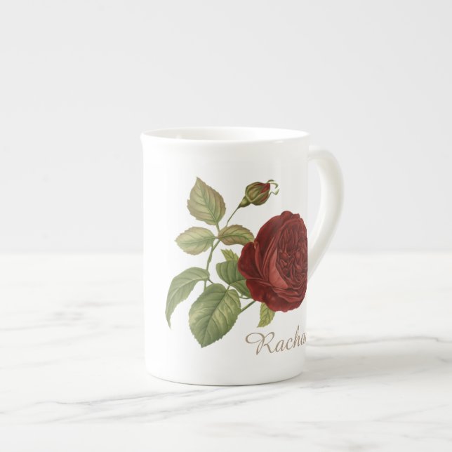 Taza De Porcelana Rosa Elegante Personalizada (Derecha)