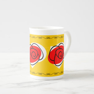 Taza De Porcelana Rosa español Trio fronterizo loza hueso