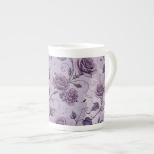 Taza De Porcelana Rosa Lavanda Polvorienta Tonos Soñadores Florales