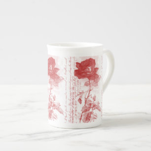 Taza De Porcelana Rosa Roja