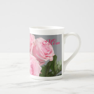 Taza De Porcelana Rosa Rosa Rosa Rosa Feliz Día de la Madre Hueso Ch