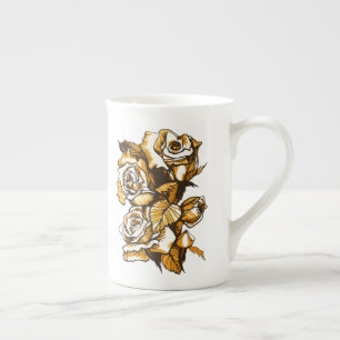 Taza De Porcelana Rosas, arte gráfico floral, flores de rosa floreci