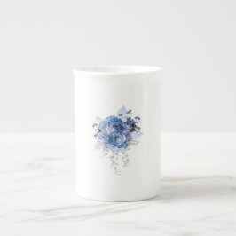 Taza De Porcelana Rosas azules