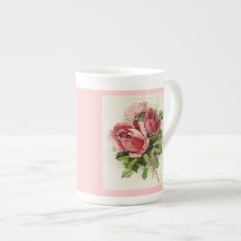 Taza De Porcelana Rosas de época de arte de época