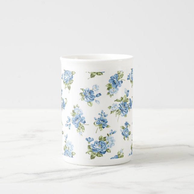 Taza De Porcelana Rosas Mug-Blue de China Óseos (Frente)