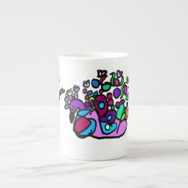 Taza De Porcelana Rosas púrpura de pavo real 