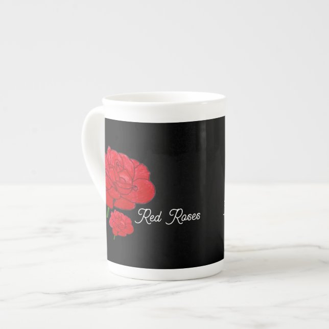 Taza De Porcelana Rosas Rojas  (Izquierda)