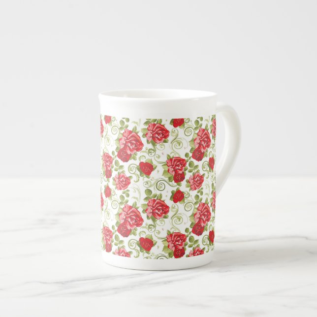 Taza De Porcelana Rosas rojas huecas ventilares de China (Derecha)