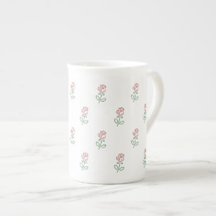 Taza De Porcelana Rosas Rojas, Patrón De Rosas, Flores