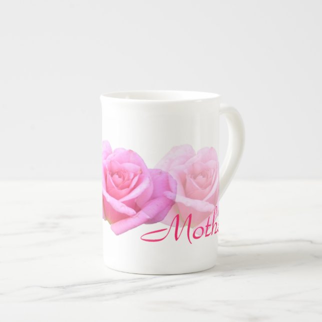 Taza De Porcelana Rosas rosas claros de la "madre" (Derecha)