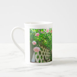 Taza De Porcelana Rosas rosas y celosías rosas - Viñedo de Martha