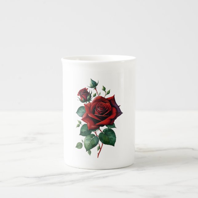 Taza De Porcelana Roses rojos (Frente)