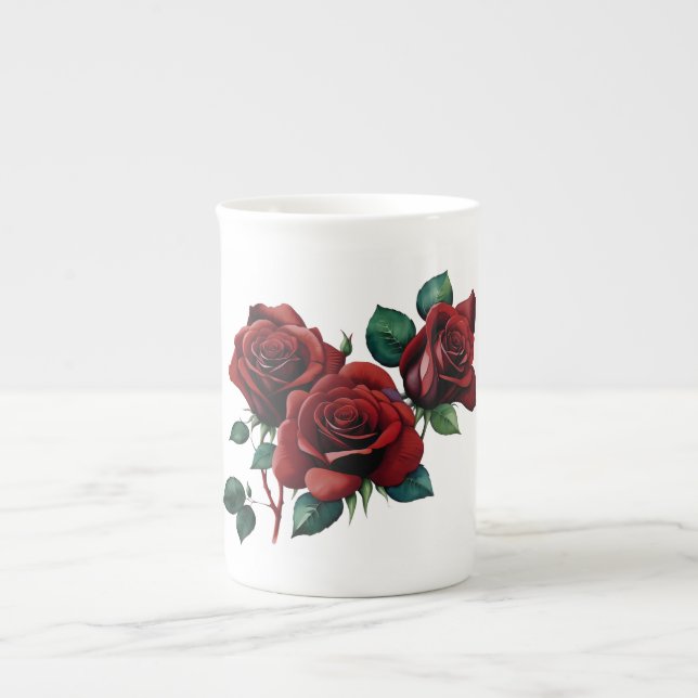 Taza De Porcelana Roses rojos (Frente)