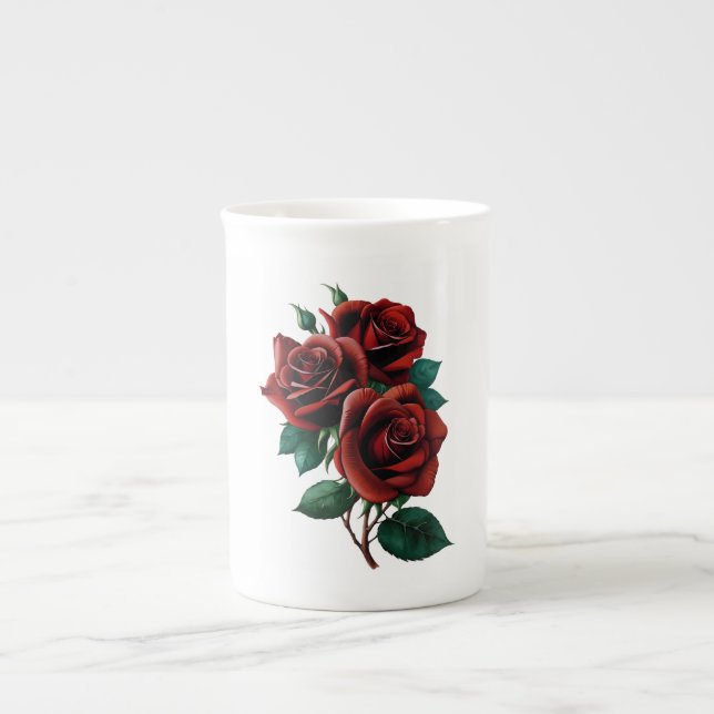 Taza De Porcelana Roses rojos (Frente)