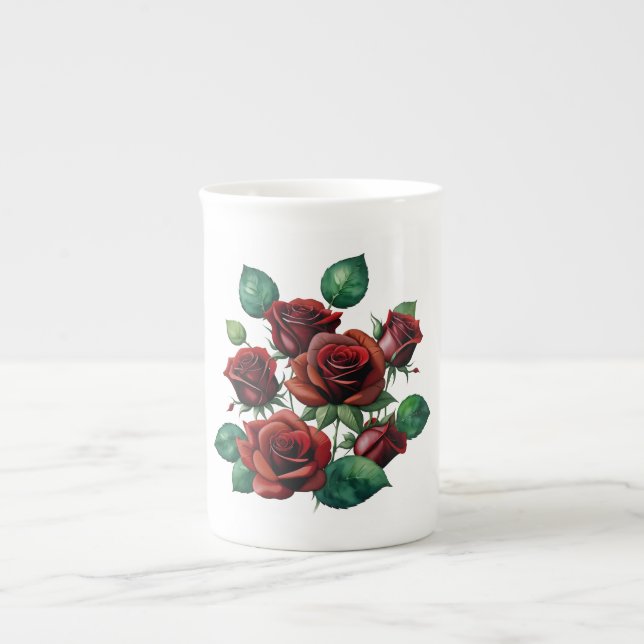Taza De Porcelana Roses rojos (Frente)