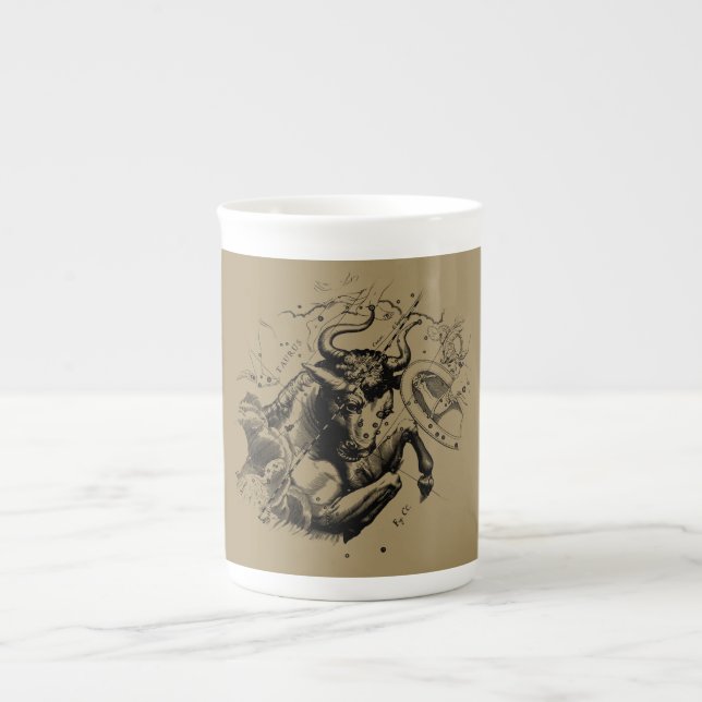 Taza De Porcelana Rótulo Taurus Constellation Hevelius alrededor de  (Frente)