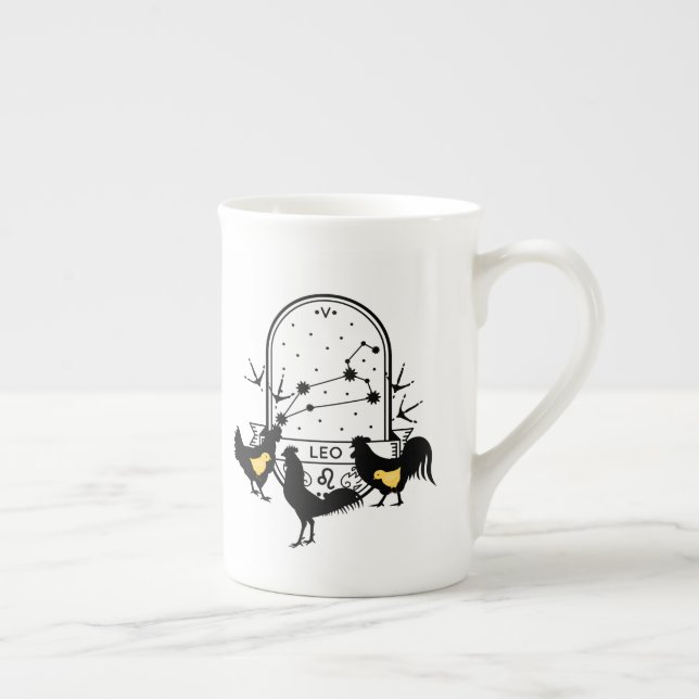 Taza De Porcelana Rótulo zodiaco y Mascotas coincidentes. Leo - Poll (Derecha)