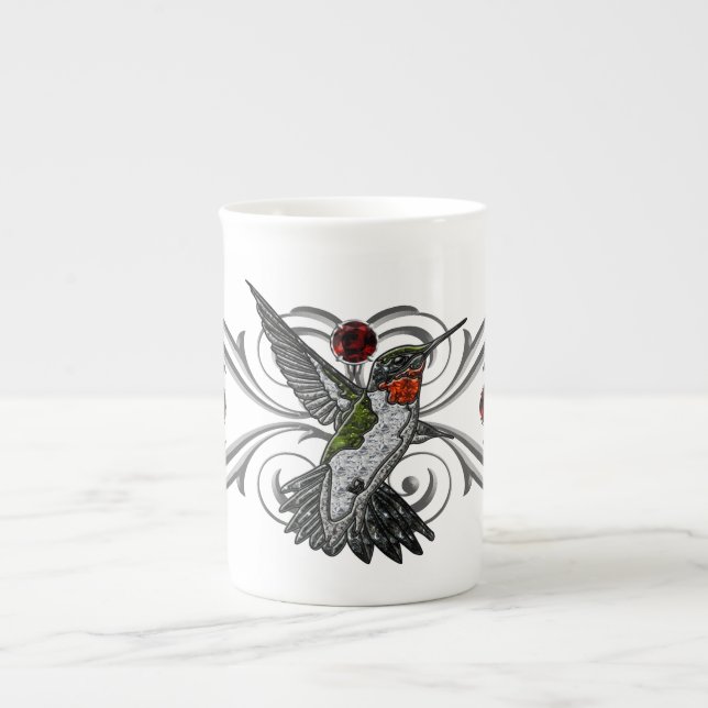 Taza De Porcelana Ruby Throed Hummingbird (Frente)
