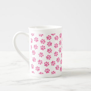Taza De Porcelana Rutas de perro, garras de perro, garras rosadas