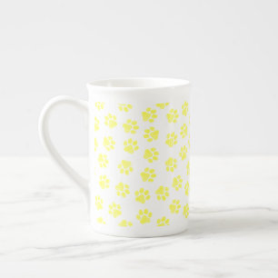 Taza De Porcelana Rutas de perro, garras de perro, patas amarillas