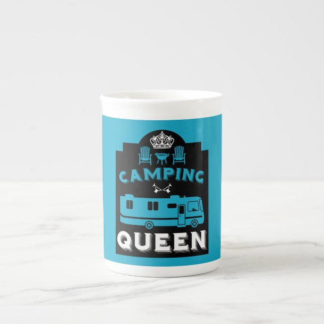 Taza De Porcelana RV Camping Queen USA (Frente)
