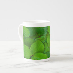 Taza De Porcelana Sacro Basil Hojas de la Moneda Verde de Tulsi
