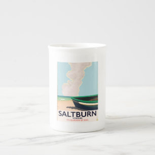 Taza De Porcelana Saltburn - poster de viajes vintage de Yorkshire.
