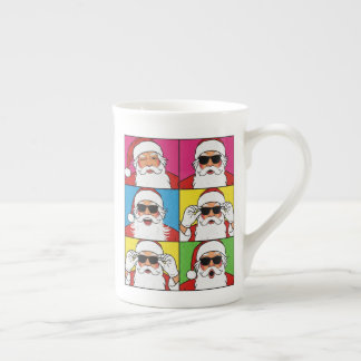 Taza De Porcelana Santa Claus genial con gafas de sol - Arte Pop Ret