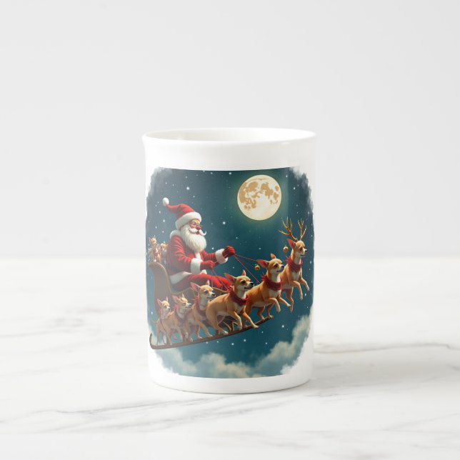 Taza De Porcelana Santa Y Su Sleigh Expulsado Por La Tripulación De  (Frente)