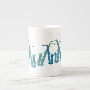 Taza De Porcelana Saxofones azules frescos