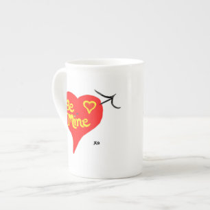 Taza De Porcelana Sé mío Feliz San Valentín Hueso China Mug