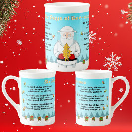 Taza De Porcelana Seis Días de Navidad de Abejas Feliz Navidad para