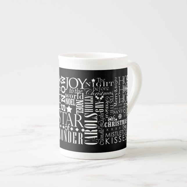 Taza De Porcelana Sentimientos navideños estilo pizarra China Mug (Derecha)