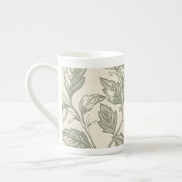Taza De Porcelana Serene Sage Green | Rústico Vine Charm Cottagecore