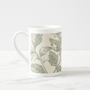 Taza De Porcelana Serene Sage Green   Rústico Vine Charm Cottagecore