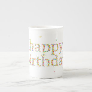 Taza De Porcelana Servilletas de cumpleaños con sprinkles de arcoíri