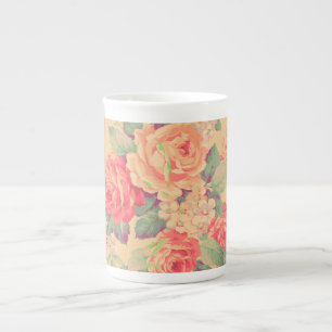 Taza De Porcelana Shabby Chic Vintage Rosa Floral