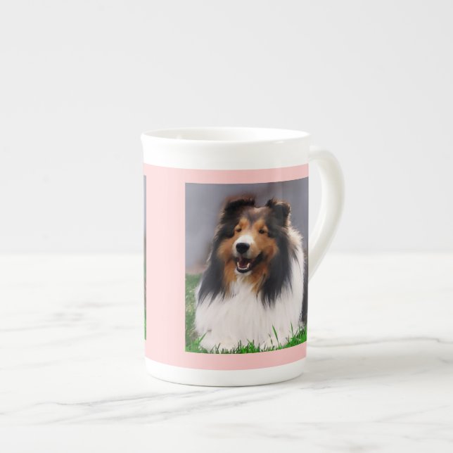 Taza De Porcelana Shetland Sheepdog Art (Derecha)