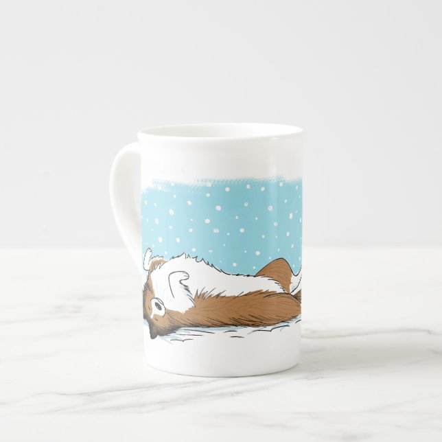 Taza De Porcelana Shetland Sheepdog Snow Dog Sheltie Vacaciones de i (Izquierda)