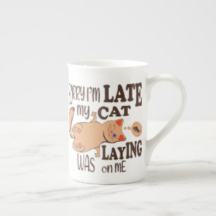 Taza De Porcelana Siento haber llegado tarde cuando mi gato se posó
