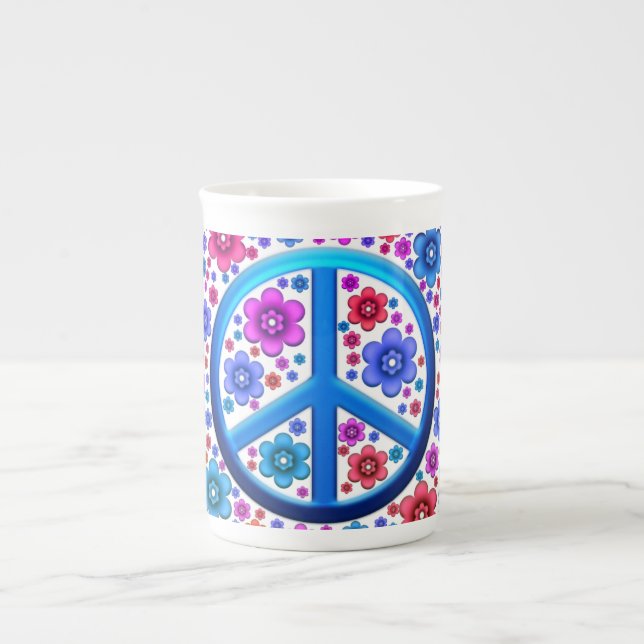 Taza De Porcelana Signo de la paz del Hippie (Frente)