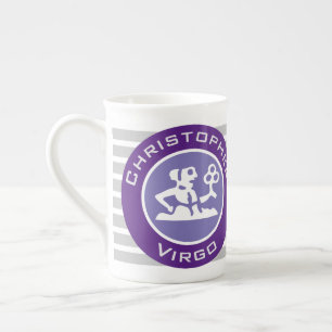 Taza De Porcelana Signo del Zodiaco Virgo con el nombre del propieta