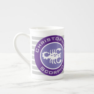 Taza De Porcelana Signo zodiacal Escorpio con el nombre del propieta