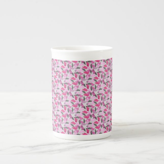 Taza De Porcelana Silhouette Animal Camouflage Pink (Frente)