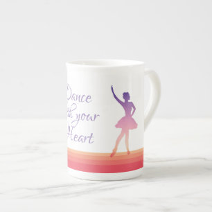 Taza De Porcelana Silueta chica Ballerina bailando en morado/rosa