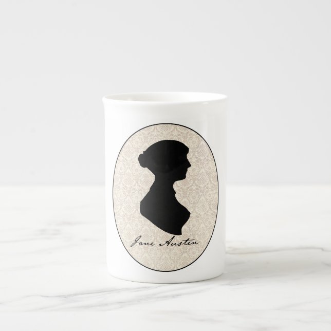 Taza De Porcelana Silueta del perfil de Jane Austen (Frente)