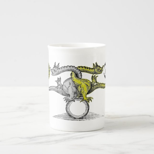 Taza De Porcelana Símbolo de dragón dorado y plateado (Frente)