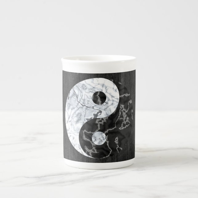 Taza De Porcelana Símbolo de mármol de Yin Yang (Frente)