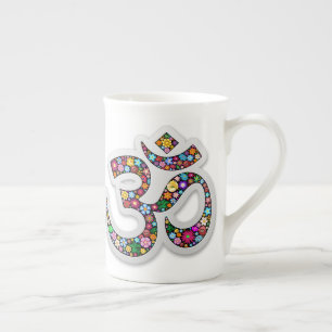 Taza De Porcelana Símbolo de yoga floral de Namaste