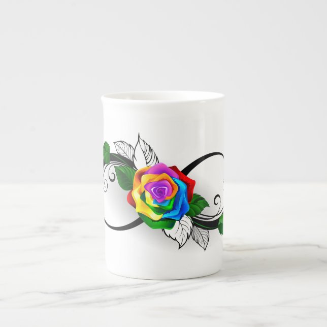 Taza De Porcelana Símbolo infinito con Rosa arcoiris (Frente)